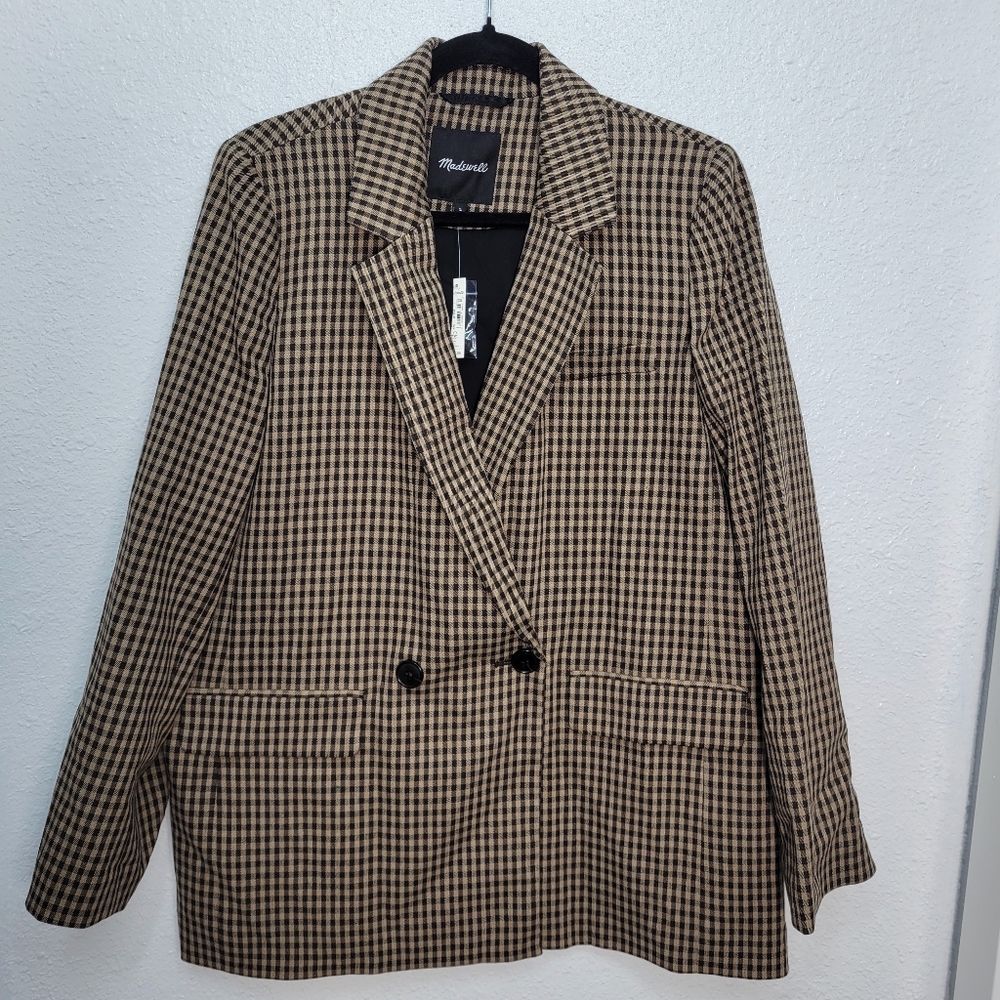 Madewell Caldwell Double-Breasted Blazer in Lyden Plaid NH852 Size L NWT - Picture 4 of 8